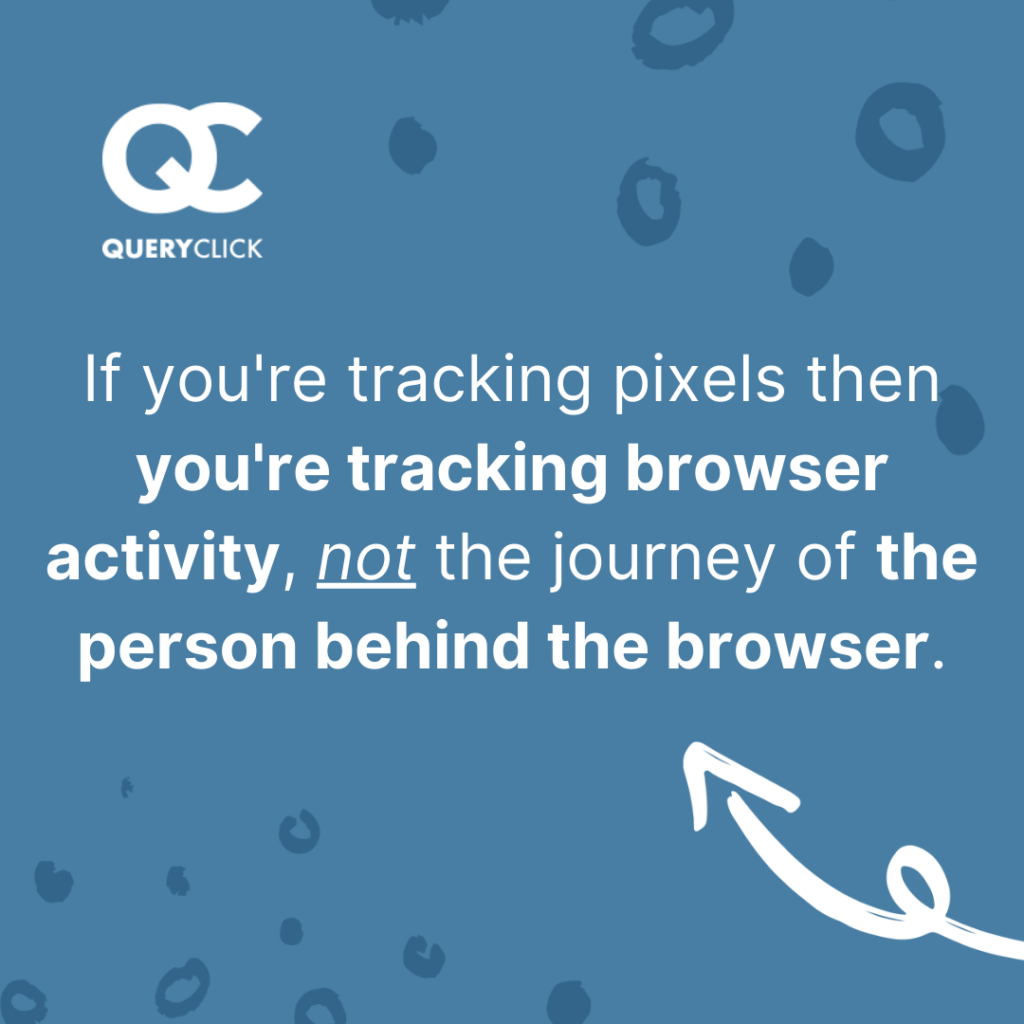 Tracking pixels track browser activity, not the journey of the person behind the browser.