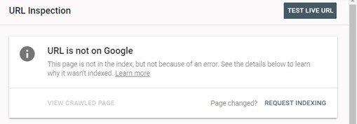 Google Search Console’s URL is not on Google message
