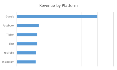Bar chart showing revenue by advertising platform.