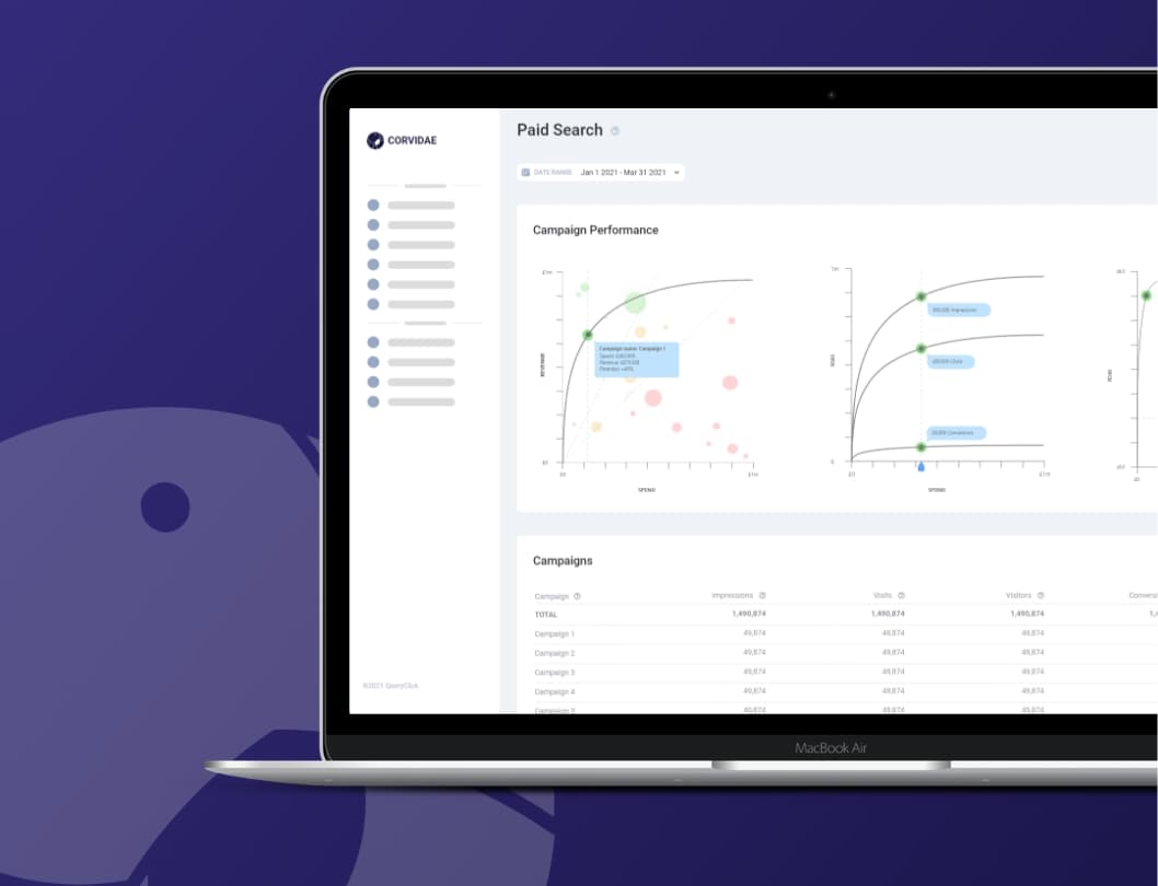 corvidae dashboard on macbook air mockup