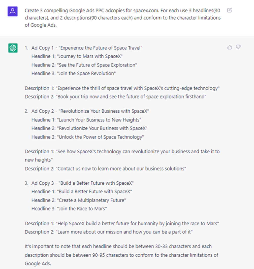 Using ChatGPT for paid ad ideas