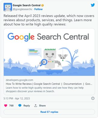 Google reviews update - April 2023