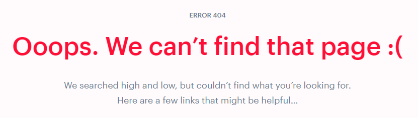 ecommerce seo checklist - 404 error example