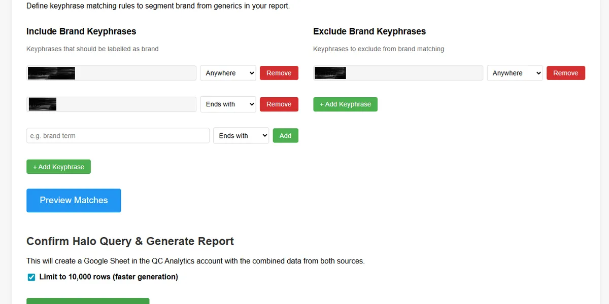 Brand Filtering in QueryClick's Halo Report